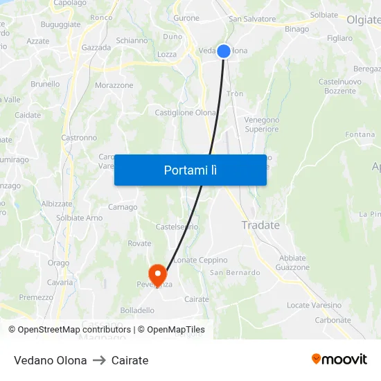 Vedano Olona to Cairate map