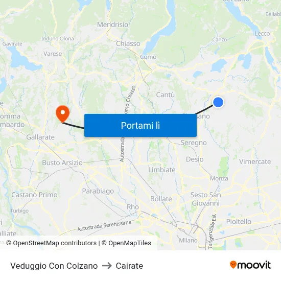 Veduggio Con Colzano to Cairate map