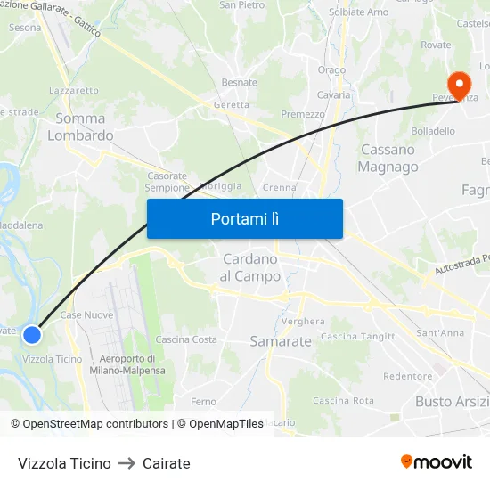 Vizzola Ticino to Cairate map