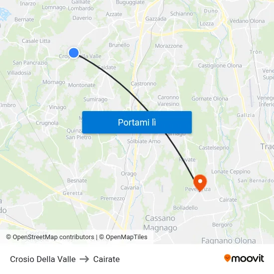 Crosio Della Valle to Cairate map