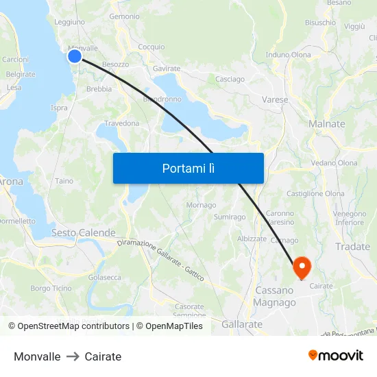 Monvalle to Cairate map