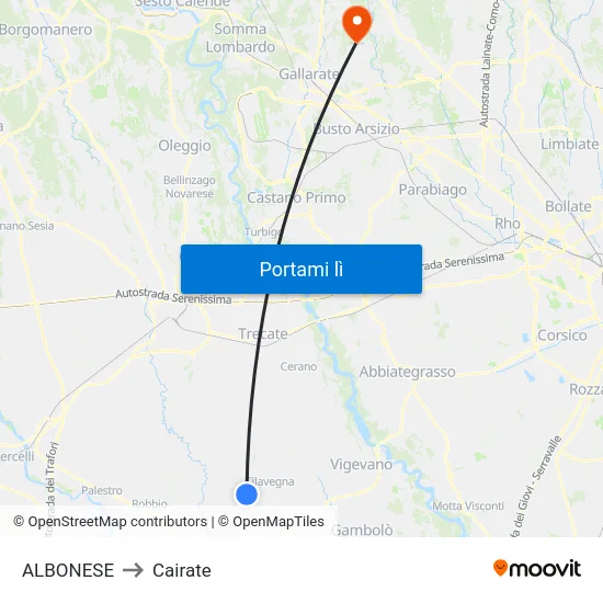 ALBONESE to Cairate map