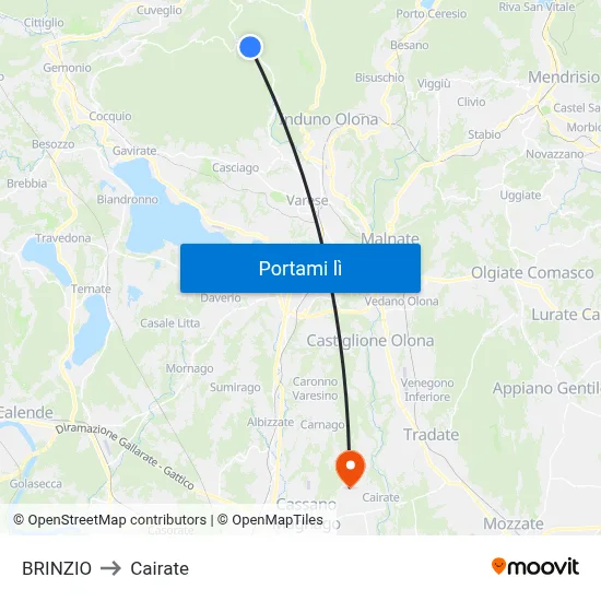 BRINZIO to Cairate map