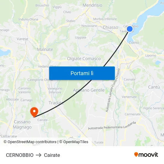 CERNOBBIO to Cairate map