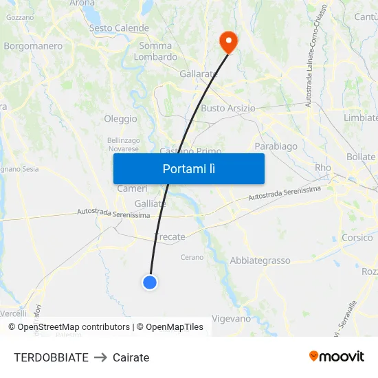 TERDOBBIATE to Cairate map