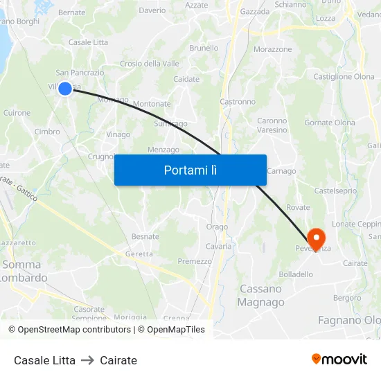 Casale Litta to Cairate map