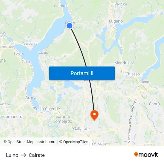 Luino to Cairate map