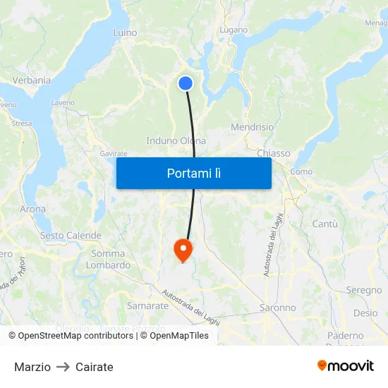 Marzio to Cairate map