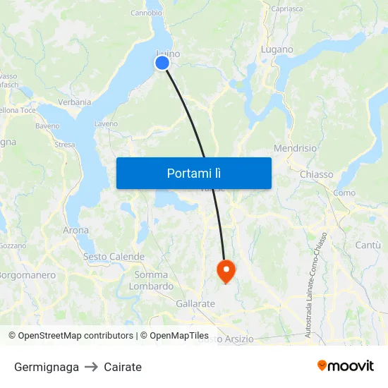 Germignaga to Cairate map