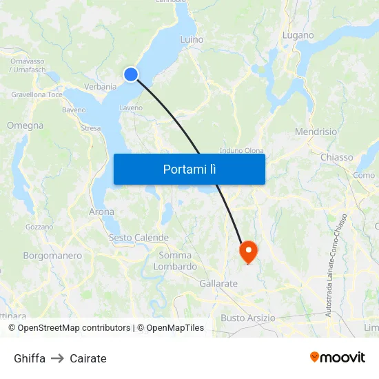 Ghiffa to Cairate map