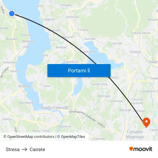 Stresa to Cairate map