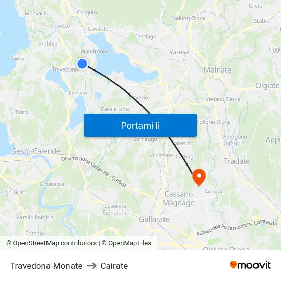 Travedona-Monate to Cairate map
