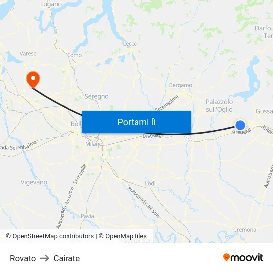 Rovato to Cairate map
