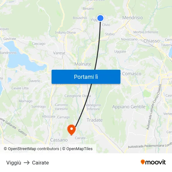 Viggiù to Cairate map