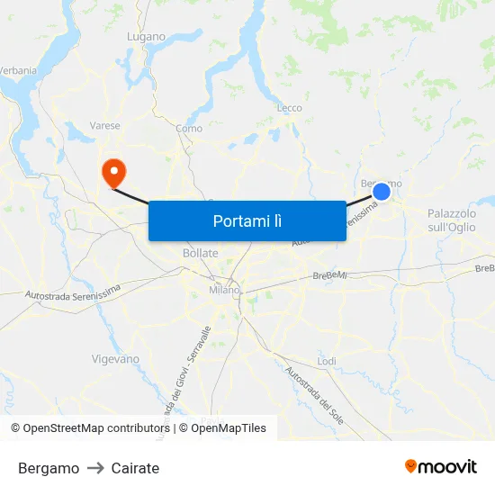 Bergamo to Cairate map