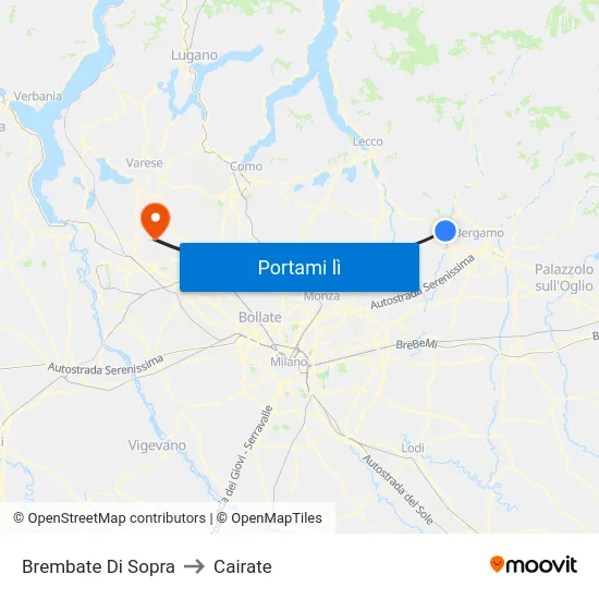 Brembate Di Sopra to Cairate map