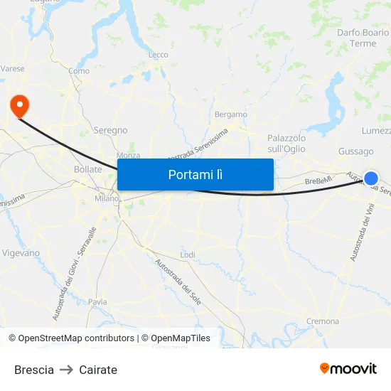 Brescia to Cairate map