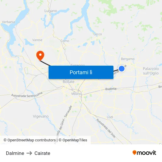 Dalmine to Cairate map
