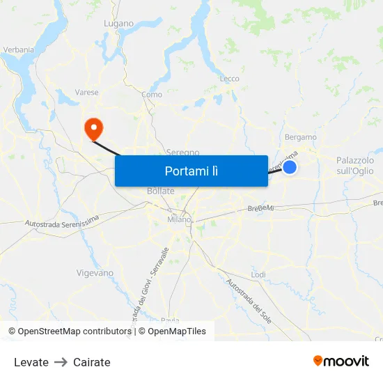 Levate to Cairate map