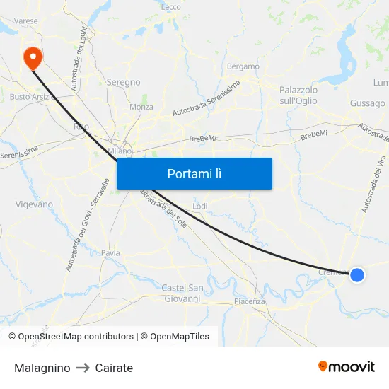 Malagnino to Cairate map