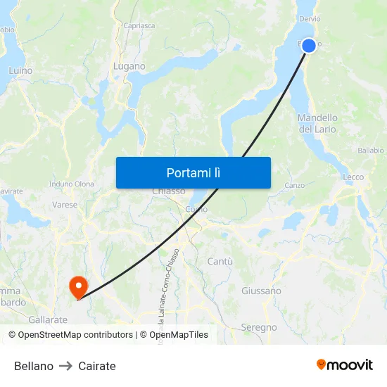 Bellano to Cairate map