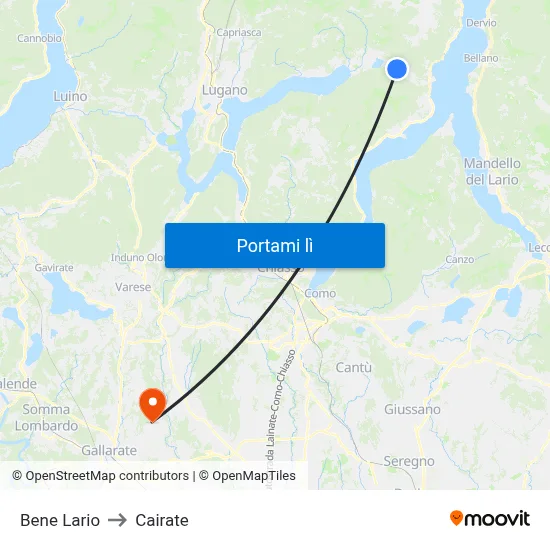 Bene Lario to Cairate map