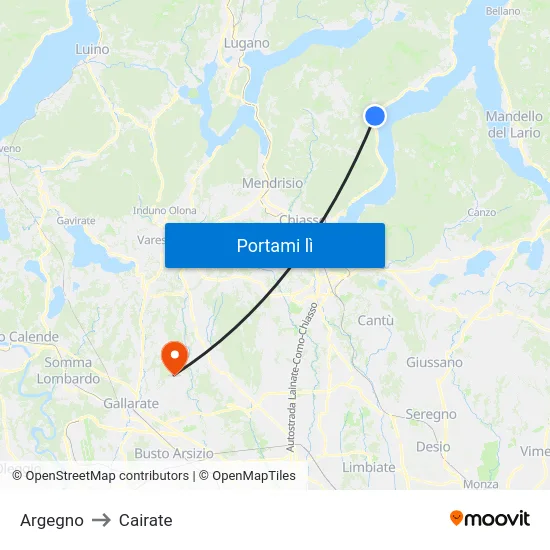 Argegno to Cairate map