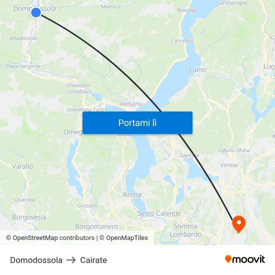 Domodossola to Cairate map
