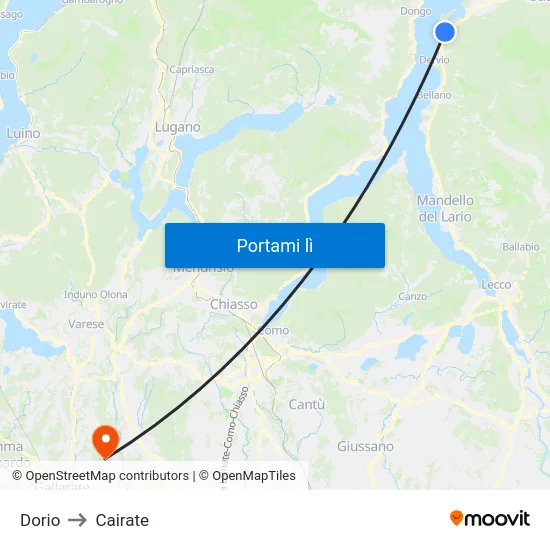 Dorio to Cairate map