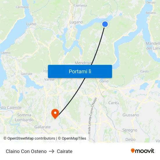 Claino Con Osteno to Cairate map