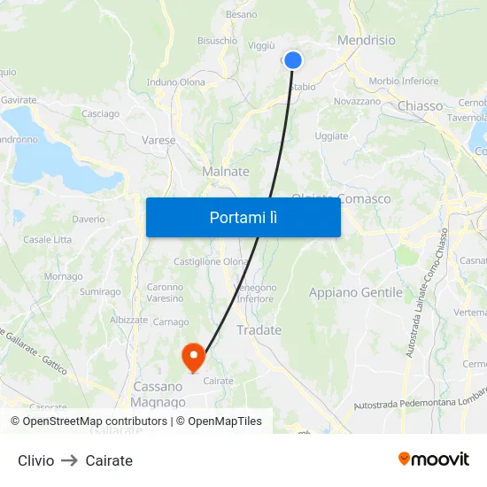Clivio to Cairate map