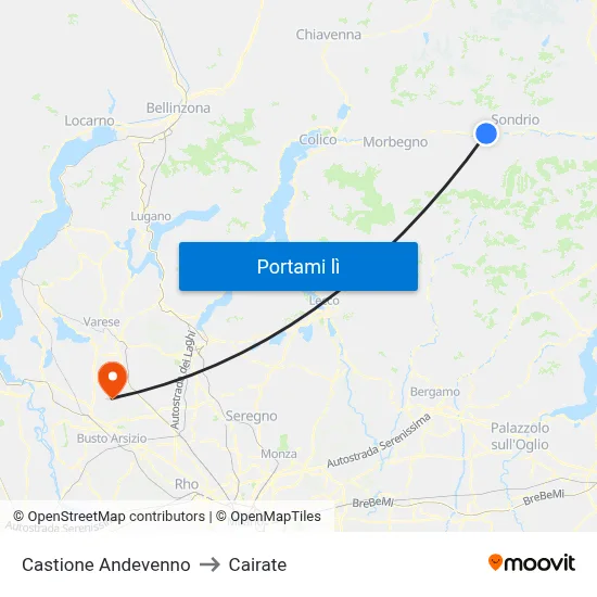 Castione Andevenno to Cairate map