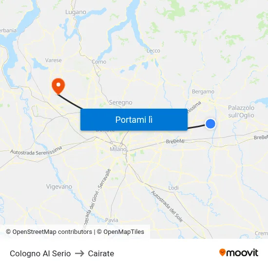 Cologno Al Serio to Cairate map