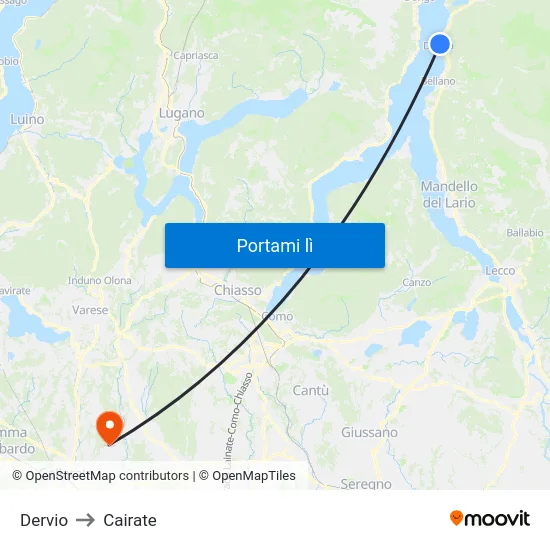 Dervio to Cairate map