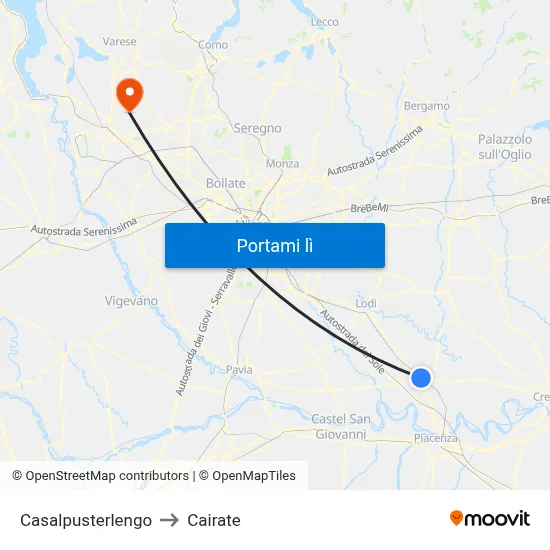Casalpusterlengo to Cairate map