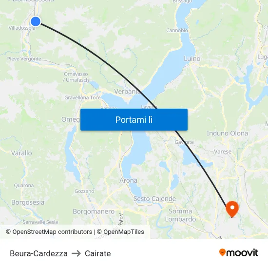 Beura-Cardezza to Cairate map
