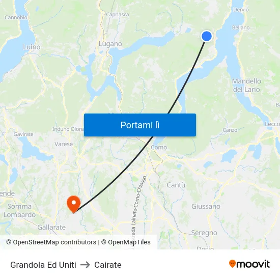 Grandola Ed Uniti to Cairate map