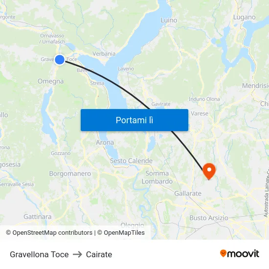 Gravellona Toce to Cairate map