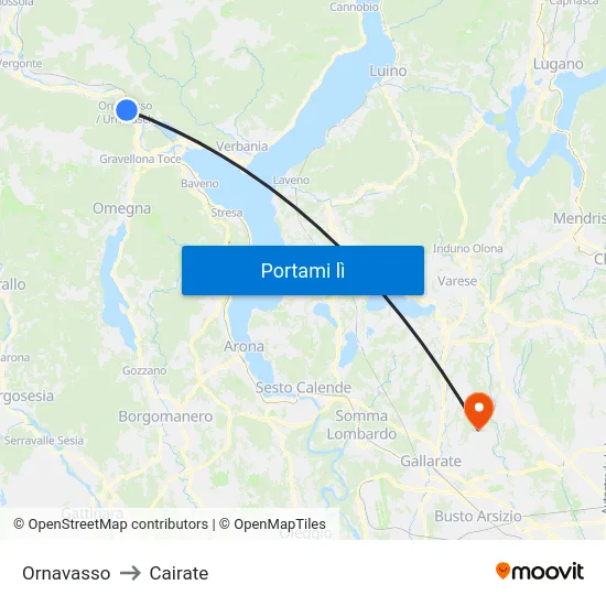 Ornavasso to Cairate map