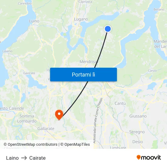 Laino to Cairate map