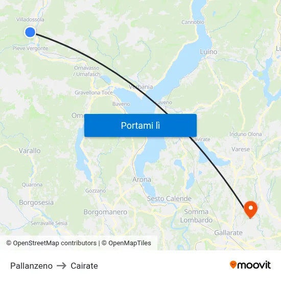 Pallanzeno to Cairate map