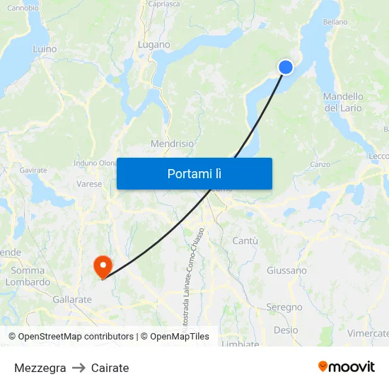Mezzegra to Cairate map
