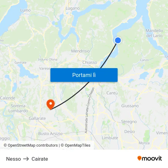 Nesso to Cairate map