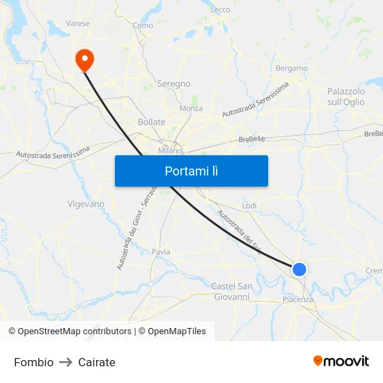 Fombio to Cairate map