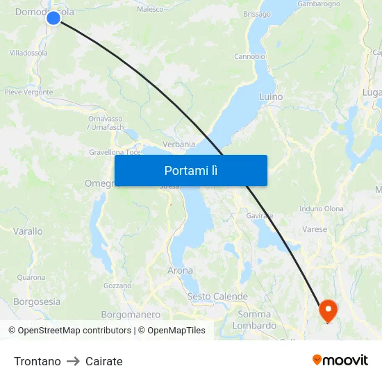 Trontano to Cairate map