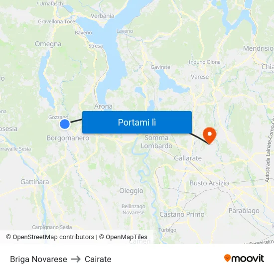Briga Novarese to Cairate map