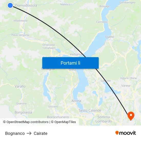 Bognanco to Cairate map