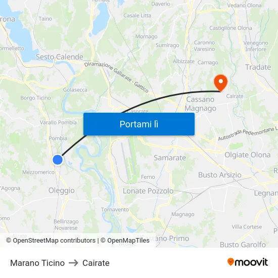 Marano Ticino to Cairate map