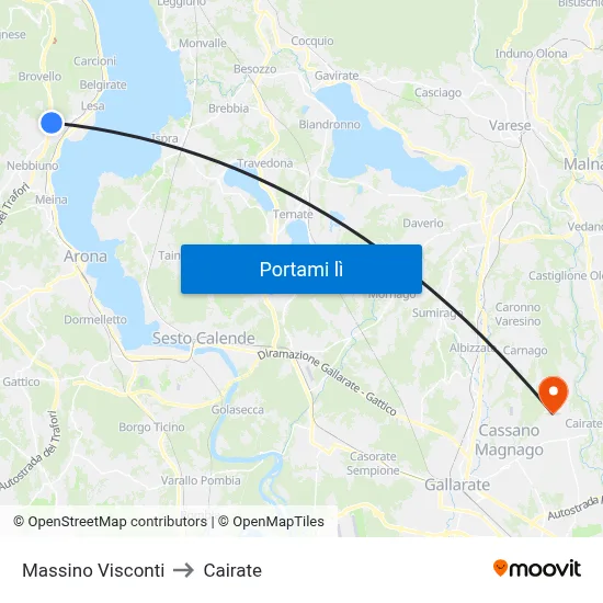 Massino Visconti to Cairate map