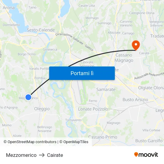Mezzomerico to Cairate map